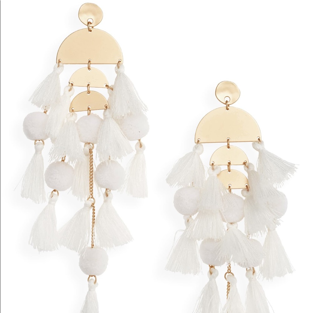 COPY - Calypso White tassel earrings